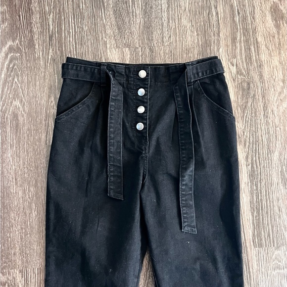 NWT GB Girls black high waisted pants with tie belt size 12 - Picture 2 of 5